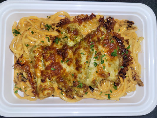 Creamy Red Pepper Chicken Spaghetti